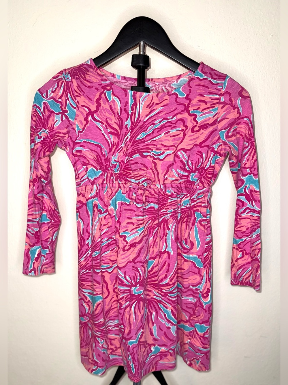 Lilly Pulitzer pink and blue Sadie long-sleeve cotton dress, sz 8-10